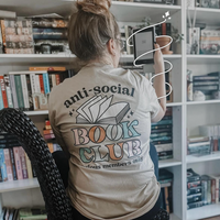 Anti-Social Book Club (Pocket on Front / Full Size on Back) - Comfort Colors Tee