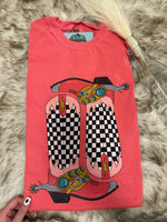Pink Checkered Boots Tee - Comfort Colors