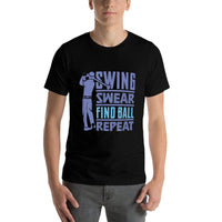 Swing, Swear, Find - Golf Cart Golfer Costume - Mens Golfing  Oversized Silhouette T-Shirt