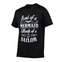 Womens Soul of A Mermaid Mouth of A Sailor Funny  Oversized Silhouette T-Shirt