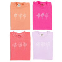 Embroidered Comfort Colors Tee - 3 Birth Flower w/ White Thread (center)