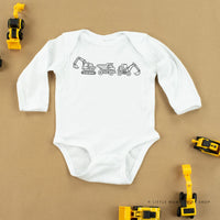 3 In a Row - Construction Trucks - Child Long Sleeve Tee