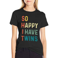 So Happy I Have Twins Funny Mom Dad Parent Saying Slogan  Oversized Silhouette T-Shirt