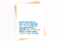 Extinguish Tiny Fires Funny Modern Birthday Card