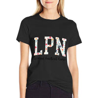 LPN Nurse Licensed Practical Nursing Flower Retro Healthcare  Rolled Sleeves T-Shirt
