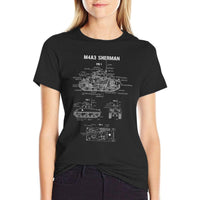 World War 2 American Tank M4A3 Sherman Blueprint  Easy-care T-Shirt