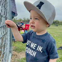 Varsity initial - Child Flat Brimmed Hat w/ Mesh Back