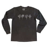 Embroidered Long Sleeve Comfort Colors Tee - 4 Birth Flower w/ White Thread (center)