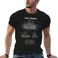 World War 2 American Tank M4A3 Sherman Blueprint  Easy-care T-Shirt