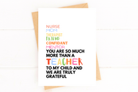 More Than A Teacher Card Back to School End of Year Card for Teacher