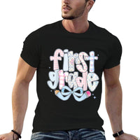 1st Grade Preppy Coquette Bow Girly Back To School Girl Kids  Slim-fit Cut T-Shirt