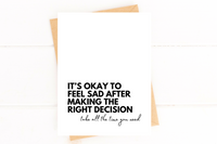 It's Okay to Feel Sad Divorce Card Breakup Encouragement