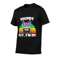 Sounds Gay Im In Rainbow Cat Gay Pride for Men Women Kids  High-quality Stitching T-Shirt