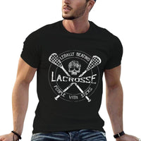 Lacrosse Legally Beating People with Sticks-Funny Design  Wrinkle-resistant T-Shirt