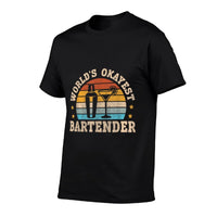 Retro Barkeeper Motiv Worlds Okayest Bartender  Summer-ready Fabric T-Shirt