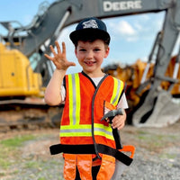 Dump Truck - Black w/ White - Child Flat Brim Hat