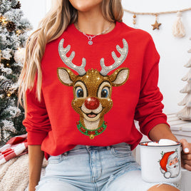 Rhinestone Reindeer Christmas Crewneck