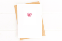 Luv You Candy Heart Valentine's Card Just Because Card Anniversary Card