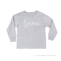 Birthday Number - Cursive Font - Child Long Sleeve Tee