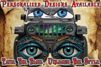 Real eye headlight decals blue green 85