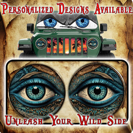 Real eye headlight decals blue green 85