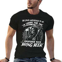 The Devil Whispered To Me - Grim Reaper Funny Beer  Trendy Pattern T-Shirt