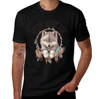 Vintage Western Dreamcatcher Wolf Graphic Design Wolf Women  Slim-fit Cut T-Shirt