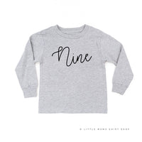 Birthday Number - Cursive Font - Child Long Sleeve Tee