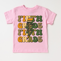 Fifth Grade Camo Lighting Bolt Shirt - Back To School Tee