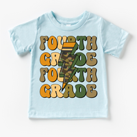 Fourth Grade Camo Lighting Bolt Shirt - Back To School Tee