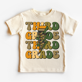 Third Grade Camo Lighting Bolt Shirt - Back To School Tee