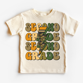 Second Grade Camo Lighting Bolt Shirt - Back To School Tee
