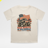 RED WHITE AND RUMBLE TEE - VINTAGE CREAM