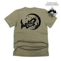 Fishing Compass - Fishing Scene (pf&b) - Unisex Tee