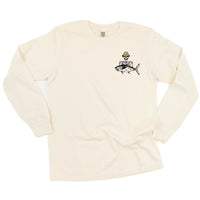 Fishing Skelly - Never Give Up (pf&b) - Long Sleeve Comfort Colors Tee