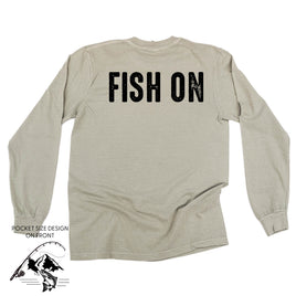 Mountain Fish & Pole - Fish On (pf&b) - LONG SLEEVE Comfort Colors Tee