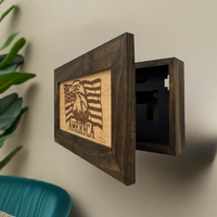 American Flag with Patriotic Eagle Hidden Gun Storage Concealed Furniture