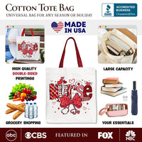 Valentine Nurse Coquette Bow Canvas Tote Bag, Cupid Favorite Nurse Work Shopper