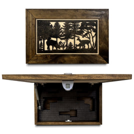 Hidden Gun Storage Cabinet Deer Buck Whitetail Wood Firearm Safe Concealment Furniture Wall Art