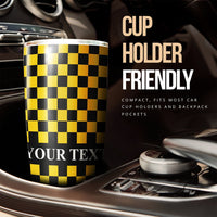 Black Yellow Checkered Personalized Tumbler Cup Stainless Steel Vacuum Insulated 20oz
