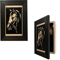 Horse Wall Art Gun Concealment Furniture - Handcrafted Hidden Gun Storage Wall Decor - Hidden Gun Shelf with Magnetic Lock for Quick Access
