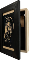 Horse Wall Art Gun Concealment Furniture - Handcrafted Hidden Gun Storage Wall Decor - Hidden Gun Shelf with Magnetic Lock for Quick Access