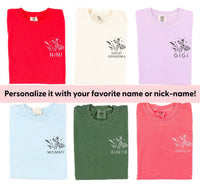 Custom Name - Bouquet (pocket) - (PERSONALIZE IT!) - Comfort Colors Tee