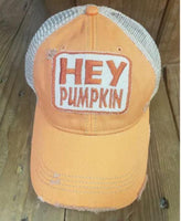 Hey Pumpkin Distressed Trucker Hat
