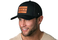 Chicago Flag Trucker Hat Leather  |  Black City Snapback