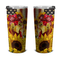 Chicken Sunflower Tumbler Stainless Steel Custom American Flag