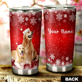 Christmas Golden Retrievers Tumbler Cup Custom Dog Car Interior Accessories