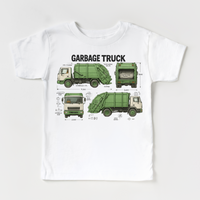 Garbage Truck Blueprints Shirt - Fun Garbage Truck Tee