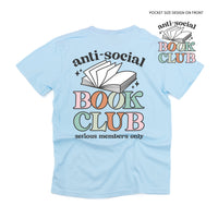 Anti-Social Book Club (Pocket on Front / Full Size on Back) - Comfort Colors Tee