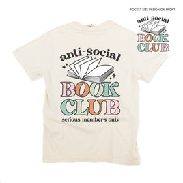 Anti-Social Book Club (Pocket on Front / Full Size on Back) - Comfort Colors Tee